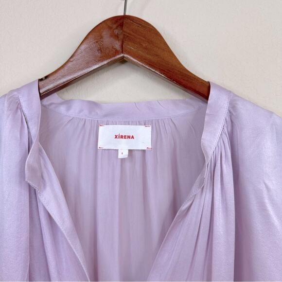 XIRENA Mason 100% Silk V-neck Popover Blouse In Light Purple Oversized Size S - Picture 5 of 11